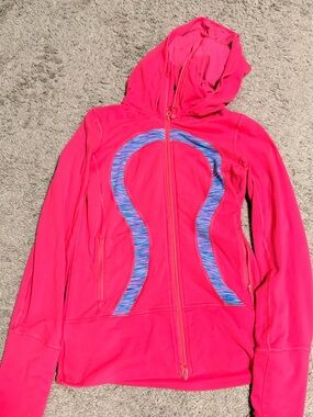 lululemon athletica Hot Pink Hooded Full-Zip Jacket with Blue Accent